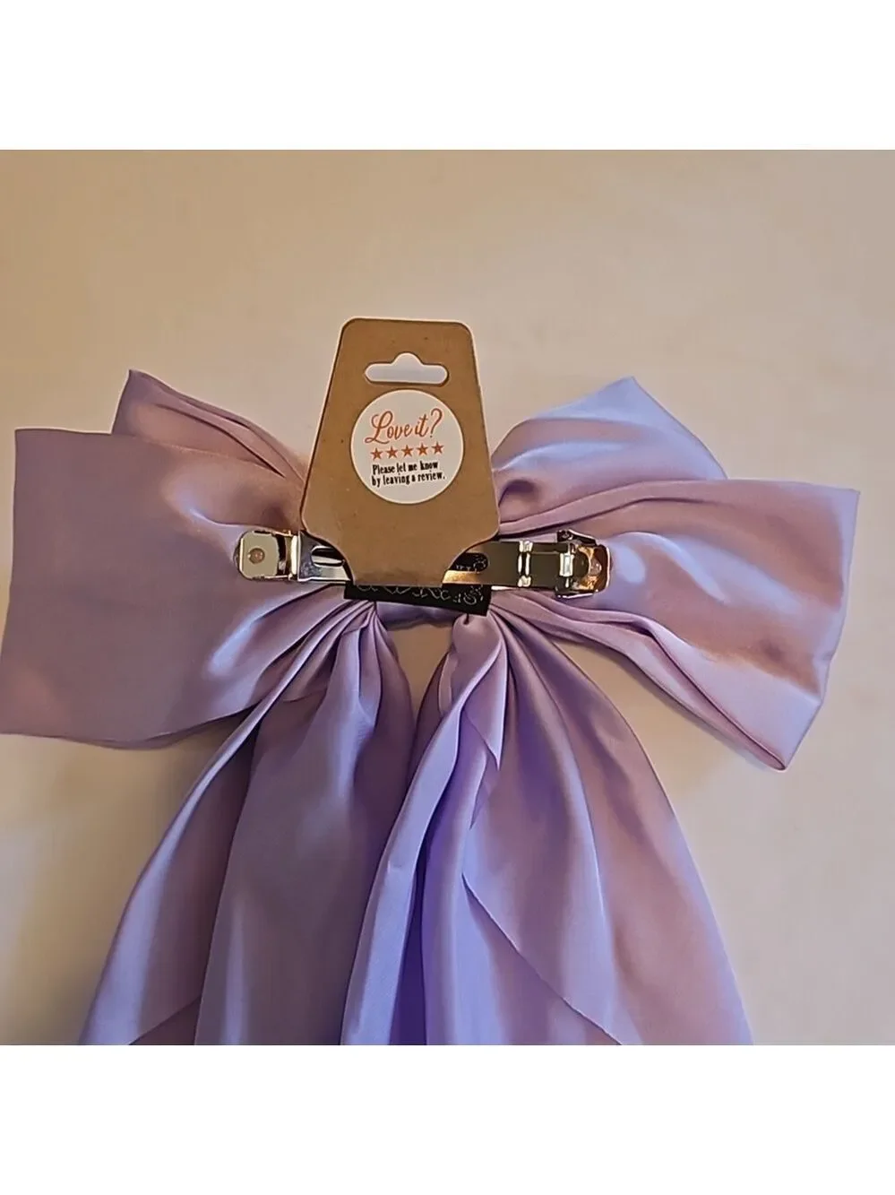 Hand Crafted lavander bow hair clip barrette clip bohemian crochet blue flower